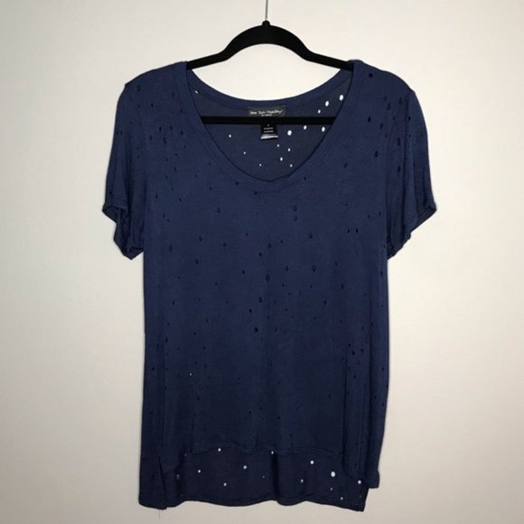 SEE YOU MONDAY distressed grunge blue Tee with holes size Medium - Picture 6 of 6